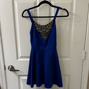 Charlotte Russe Royal Blue Dress with Black Embellishment